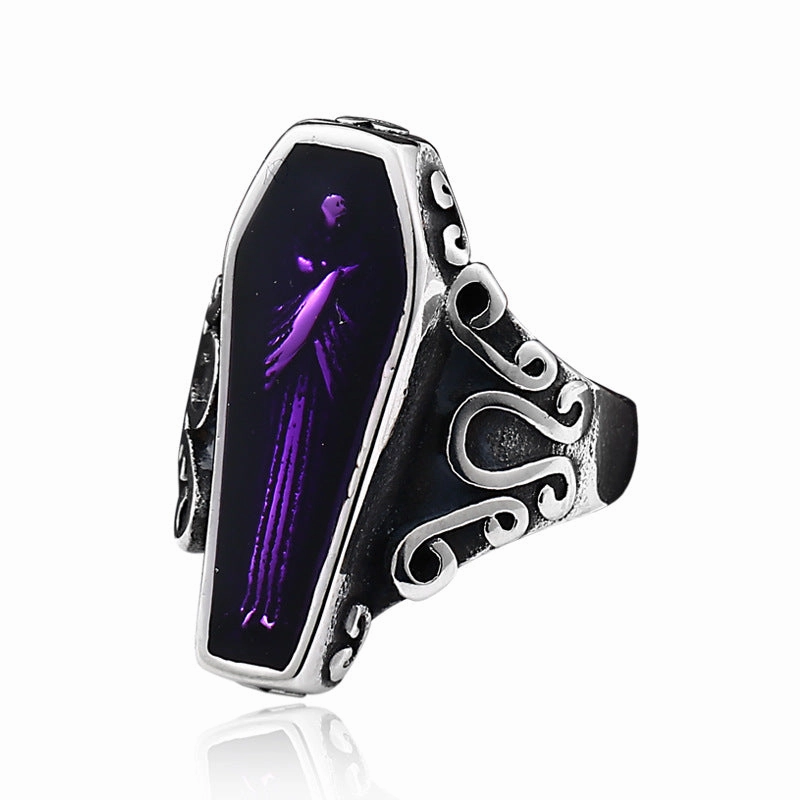 Wholesale Titanium Steel Vampire Coffin Vintage Gothic Rings