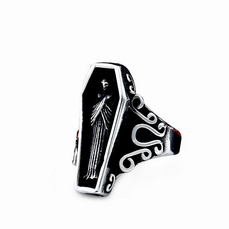 Wholesale Titanium Steel Vampire Coffin Vintage Gothic Rings