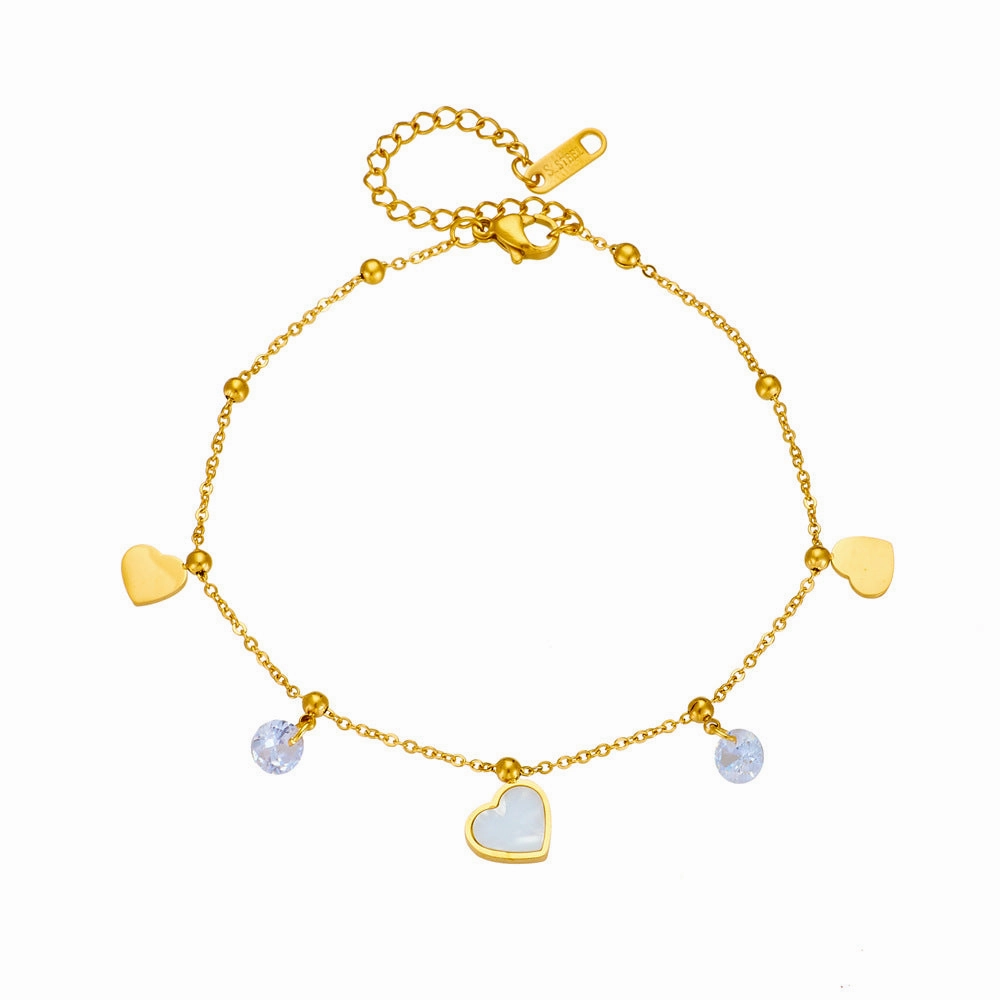 Wholesale Titanium Steel White Shell Love Necklace Bracelet