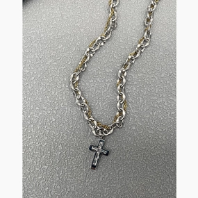 Wholesale Titanium Steel Wrap Cross Necklace with Diamonds