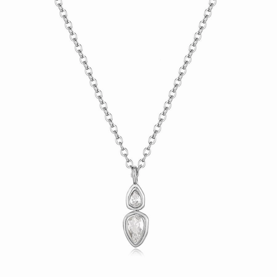 Wholesale Titanium Steel Zircon Oval Necklace