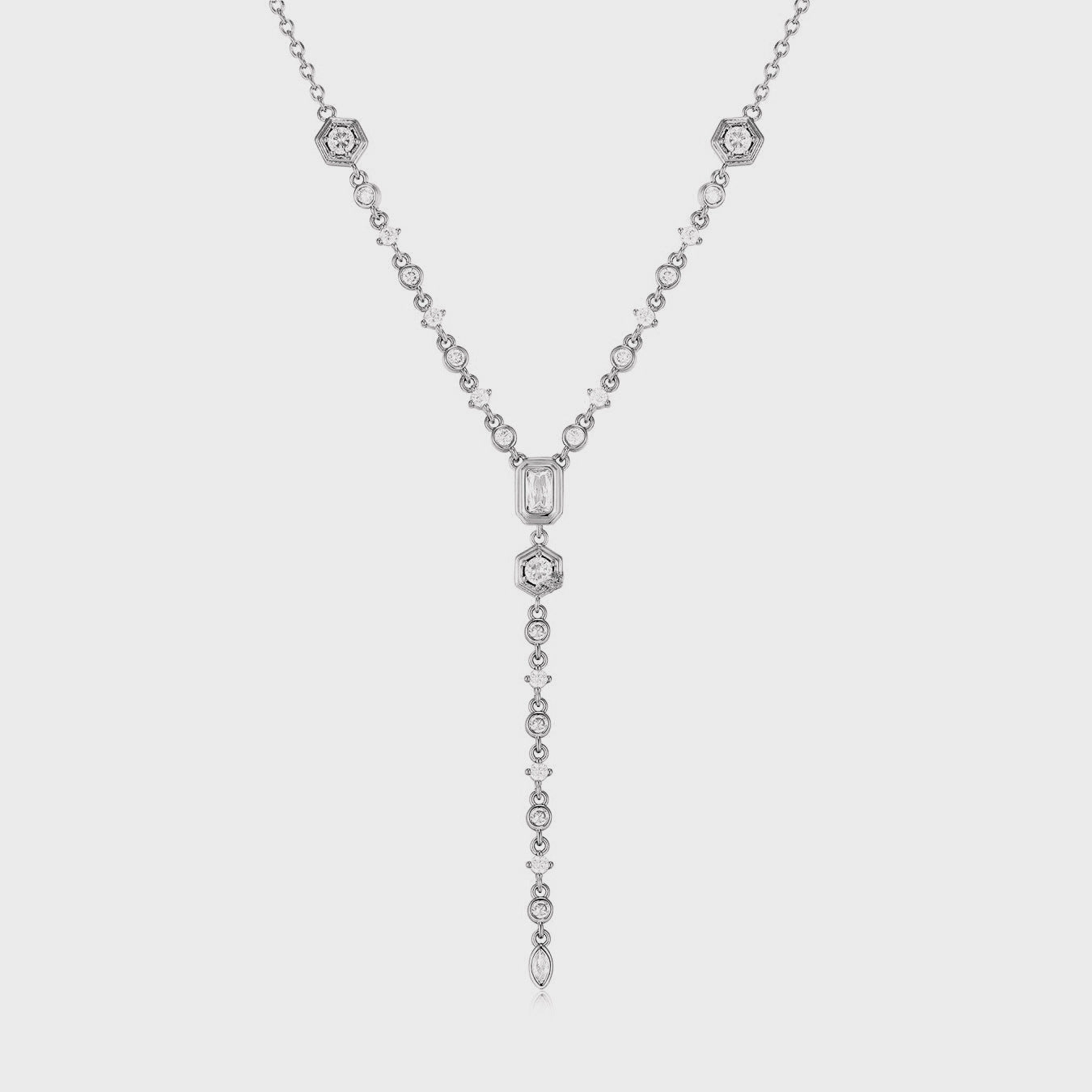Wholesale Titanium Steel Zircon Oval Necklace