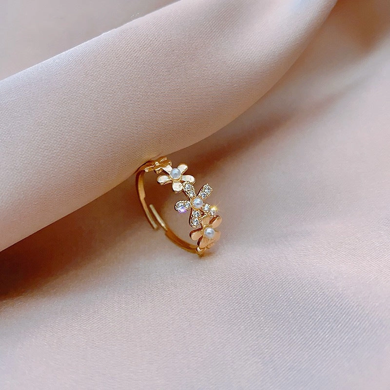Wholesale Town Store Treasure Pearl Zircon Copper Ring
