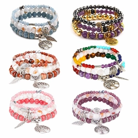 Wholesale Tree of Life Bracelet Turquoise Jasper Agate Gemstone Beaded Bracelet