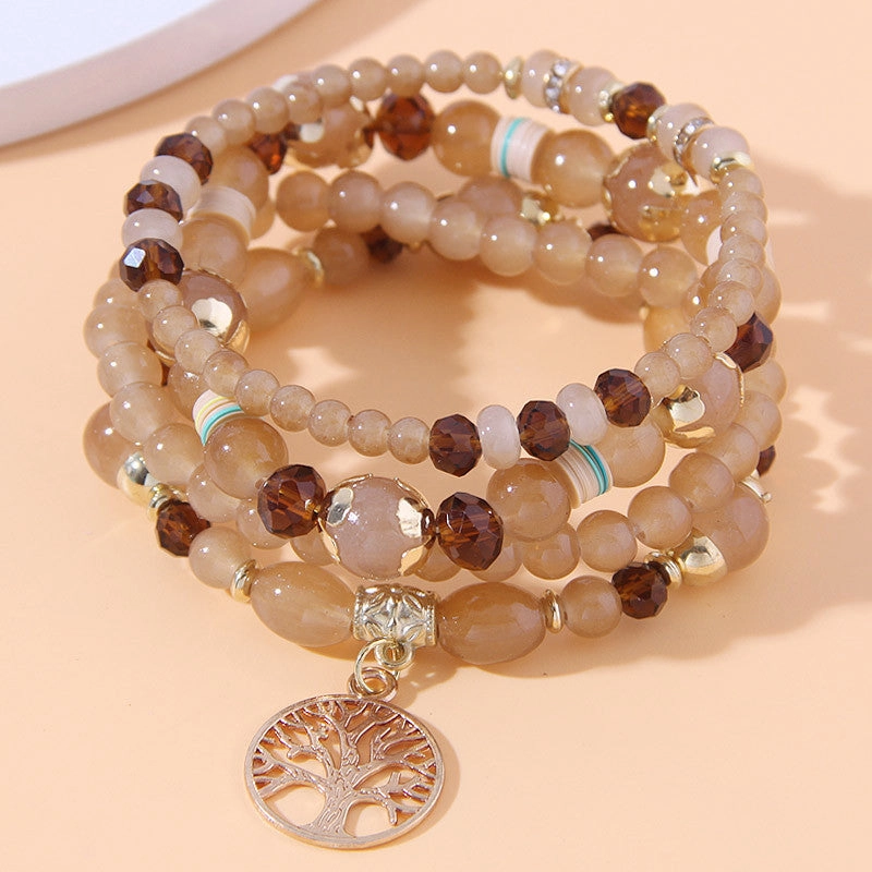 Wholesale Tree of Life Glass Beads Alloy Bracelet