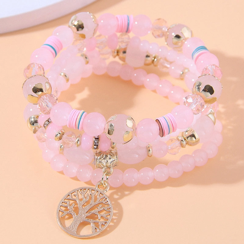 Wholesale Tree of Life Glass Beads Alloy Bracelet