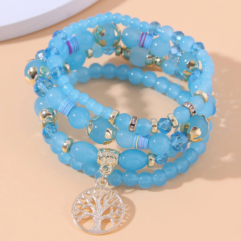 Wholesale Tree of Life Glass Beads Alloy Bracelet