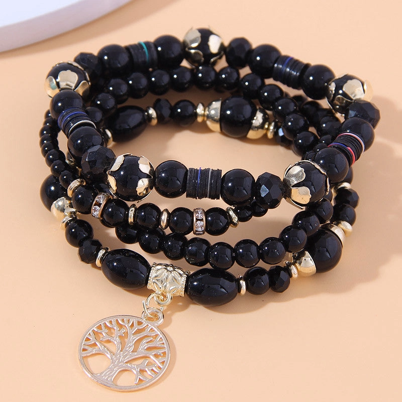 Wholesale Tree of Life Glass Beads Alloy Bracelet