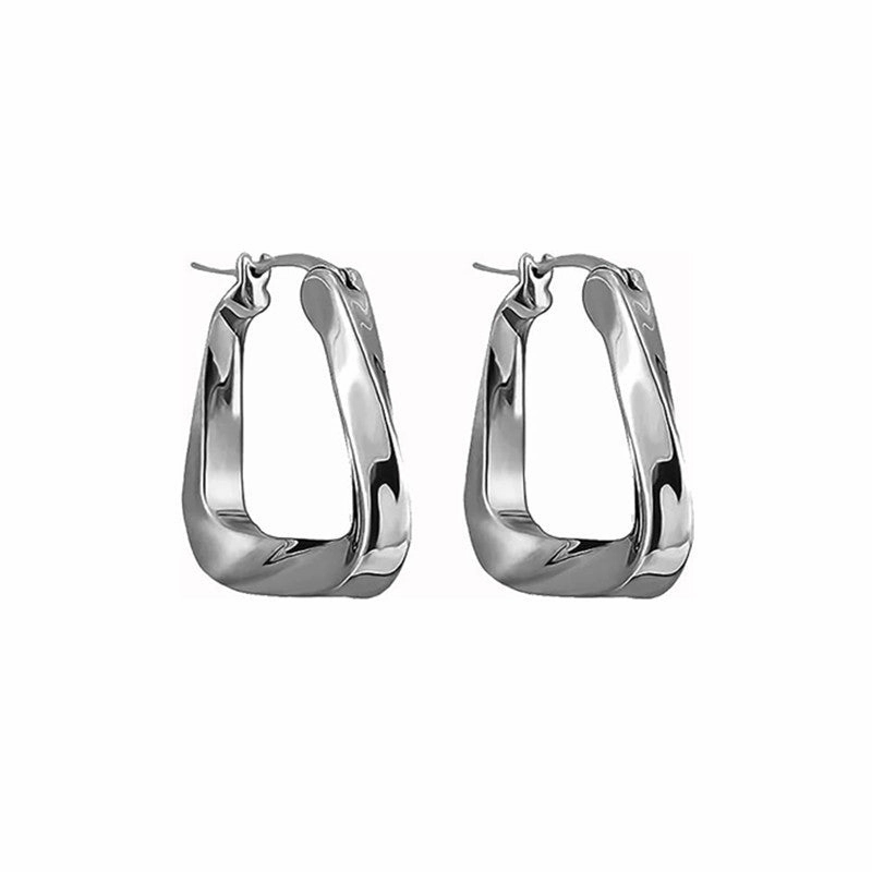 Wholesale Triangular Ring Geometric Mbius Thick Ring Irregular Metal Gold Plated Earrings