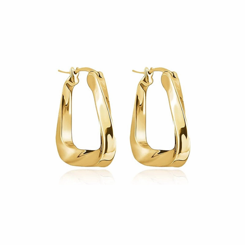 Wholesale Triangular Ring Geometric Mbius Thick Ring Irregular Metal Gold Plated Earrings