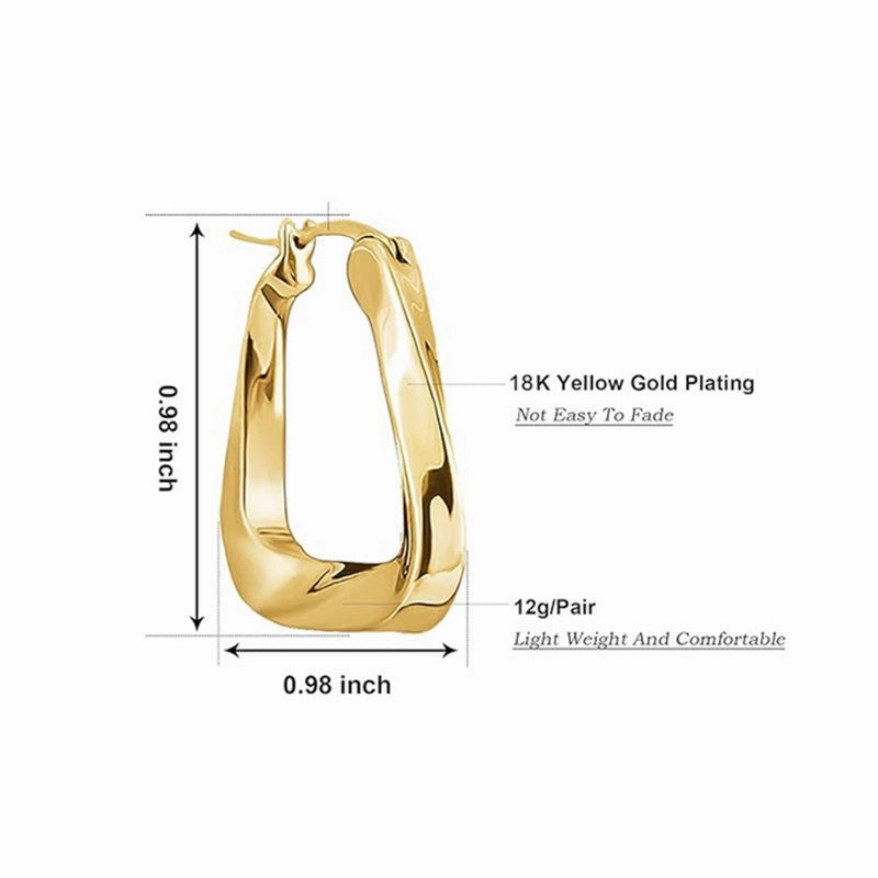 Wholesale Triangular Ring Geometric Mbius Thick Ring Irregular Metal Gold Plated Earrings