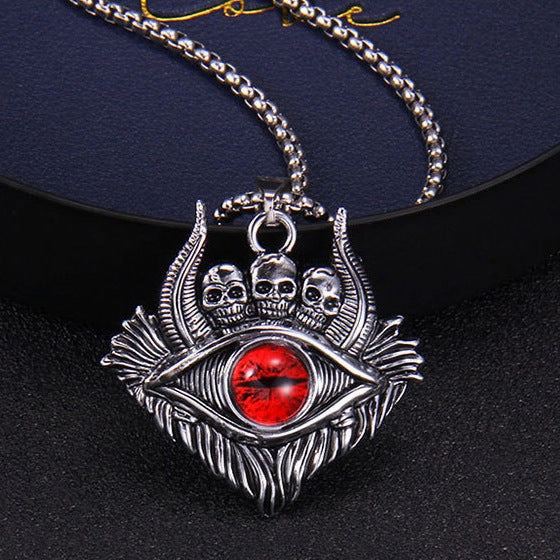 Wholesale Turkish Devil Eye Dark Skull Blue Eye Pendant Stainless Steel Necklaces