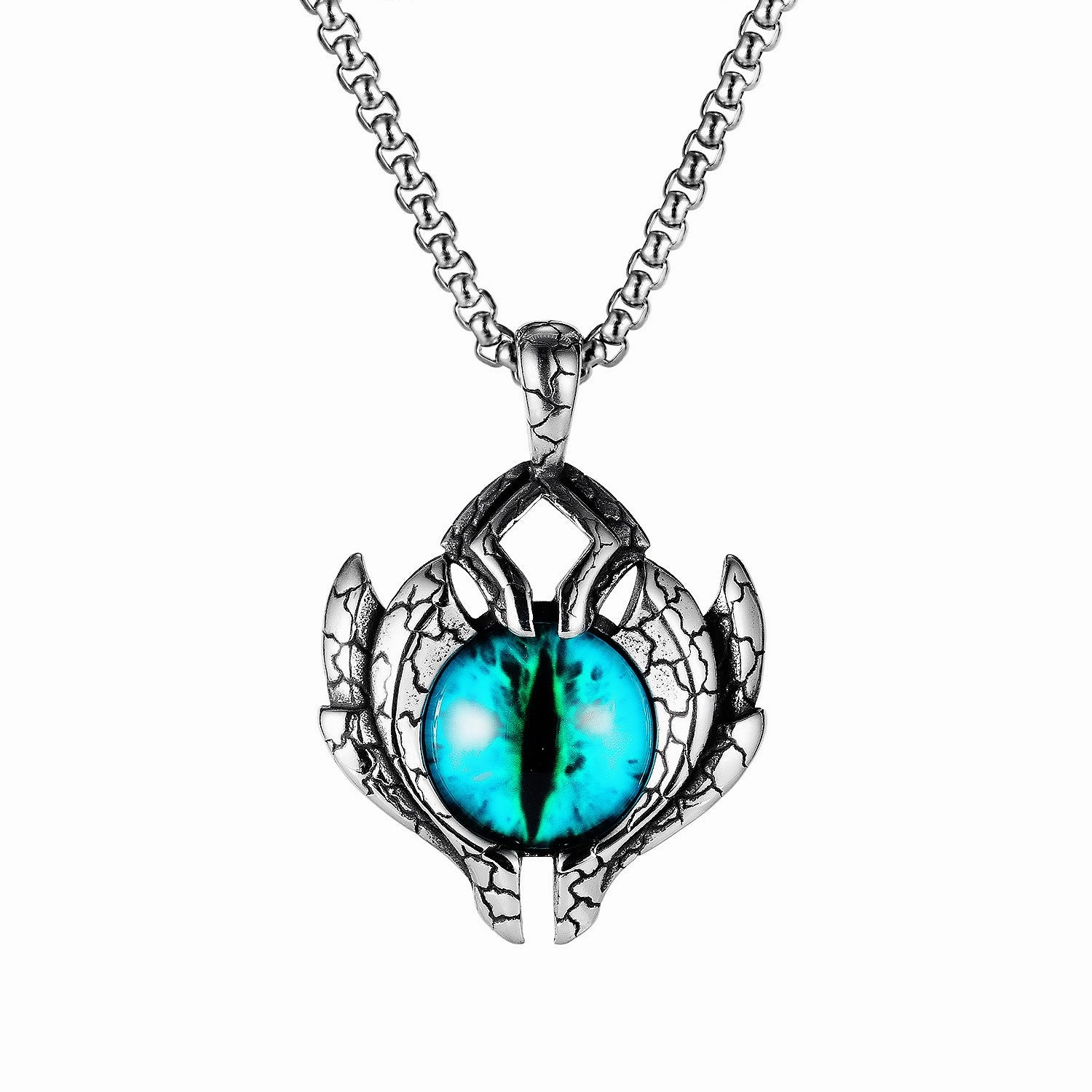 Wholesale Turkish Devil Eye Dark Skull Blue Eye Pendant Stainless Steel Necklaces