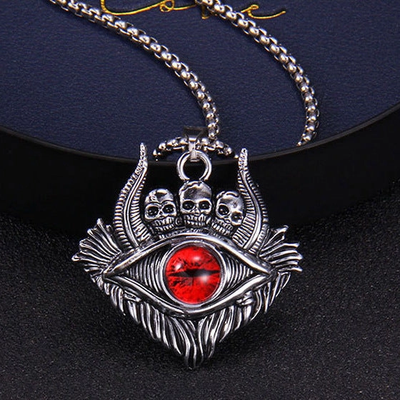 Wholesale Turkish Devil Eye Dark Skull Blue Eye Pendant Stainless Steel Necklaces