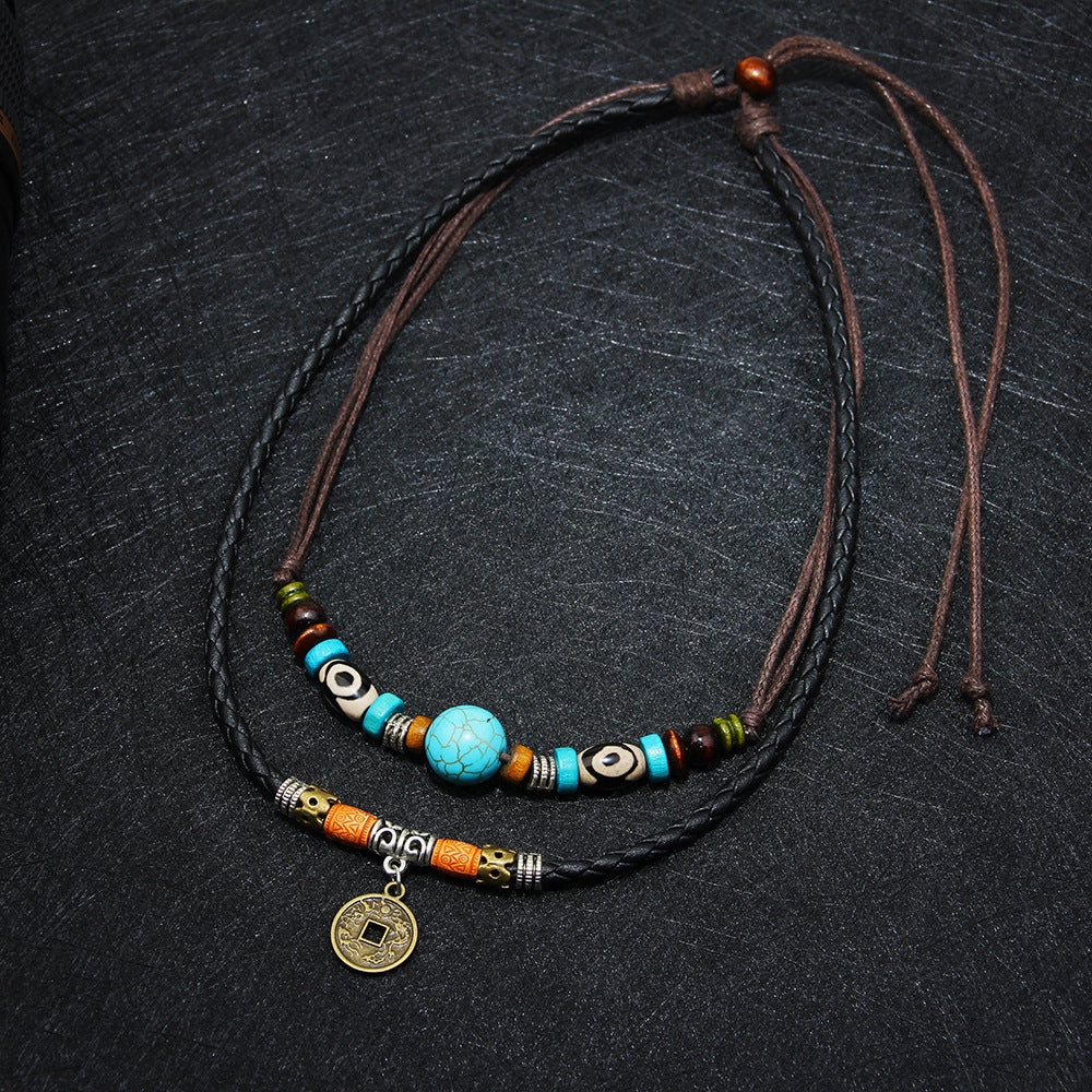 Wholesale Turquoise Characteristic Vintage Coin Pendant Necklaces
