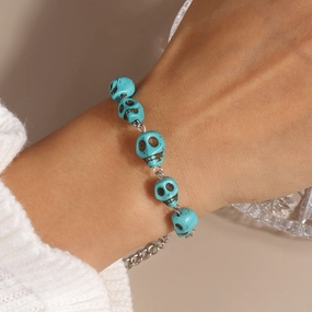 Wholesale Turquoise Vintage Skull Alloy Bracelet
