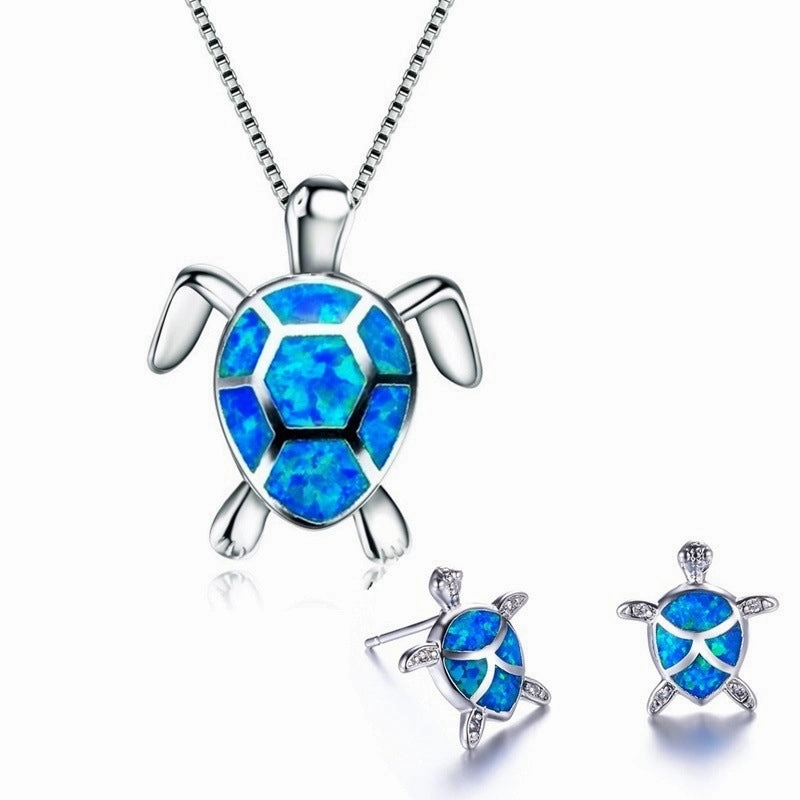 Wholesale Turtle Alloy Necklaces Stud Earrings Jewelry Set