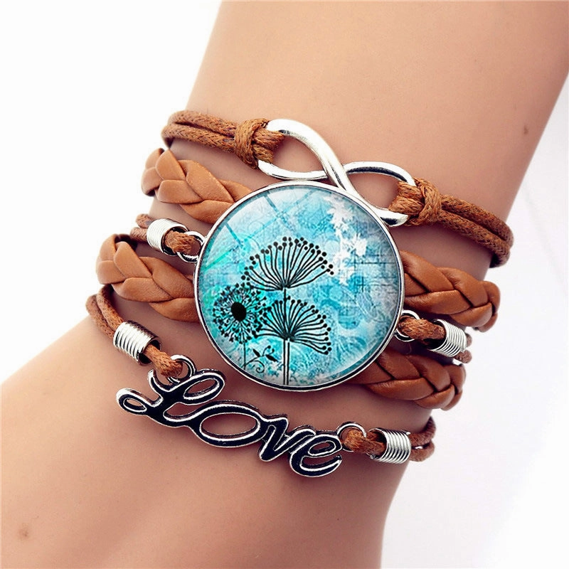 Wholesale Turtle Dolphin Leather Infinity Symbol LOVE Brown Multilayer Weave Alloy Bracelet