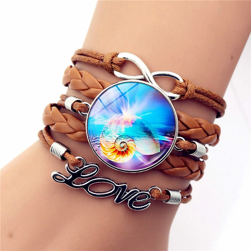 Wholesale Turtle Dolphin Leather Infinity Symbol LOVE Brown Multilayer Weave Alloy Bracelet