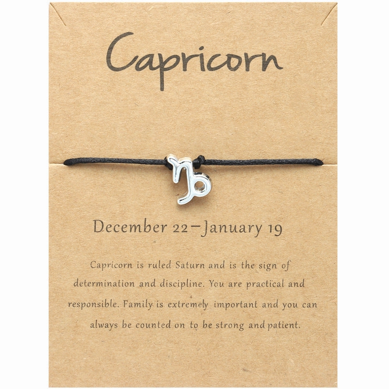 Wholesale Twelve Constellation Adjustable Black Cord Bracelet