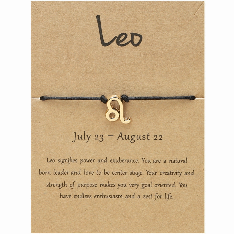 Wholesale Twelve Constellation Adjustable Black Cord Bracelet
