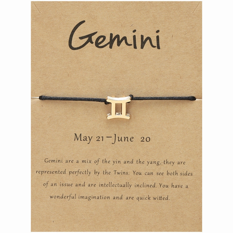 Wholesale Twelve Constellation Adjustable Black Cord Bracelet