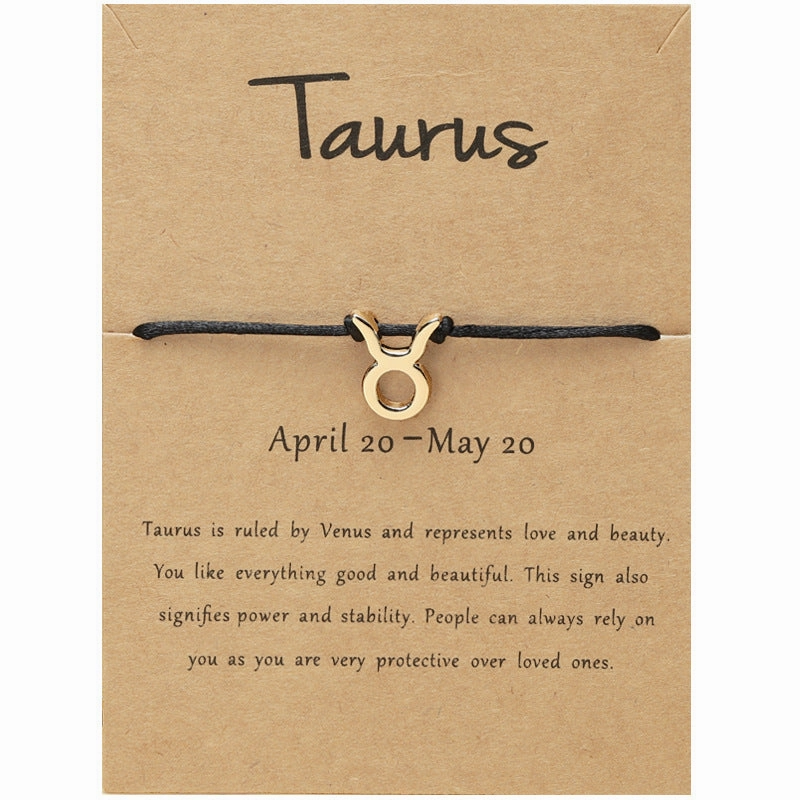 Wholesale Twelve Constellation Adjustable Black Cord Bracelet