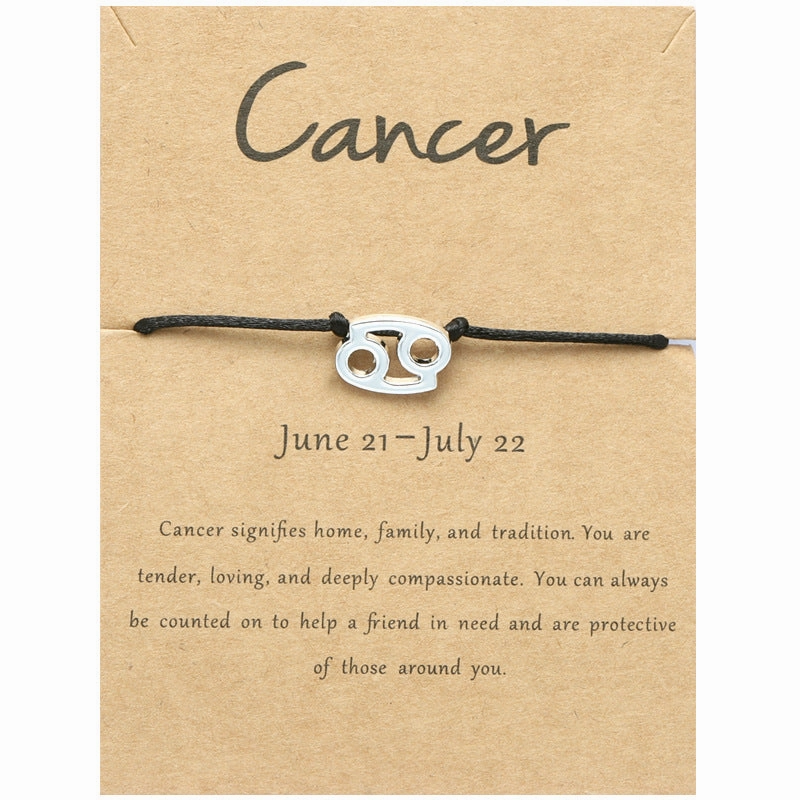 Wholesale Twelve Constellation Adjustable Black Cord Bracelet