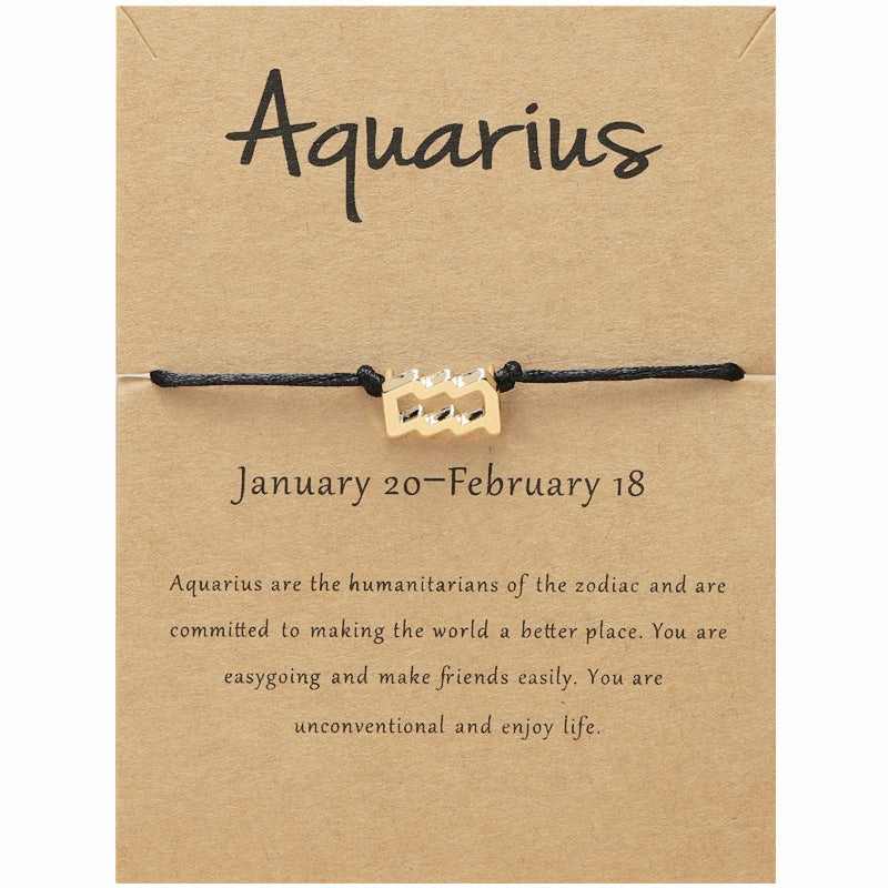 Wholesale Twelve Constellation Adjustable Black Cord Bracelet