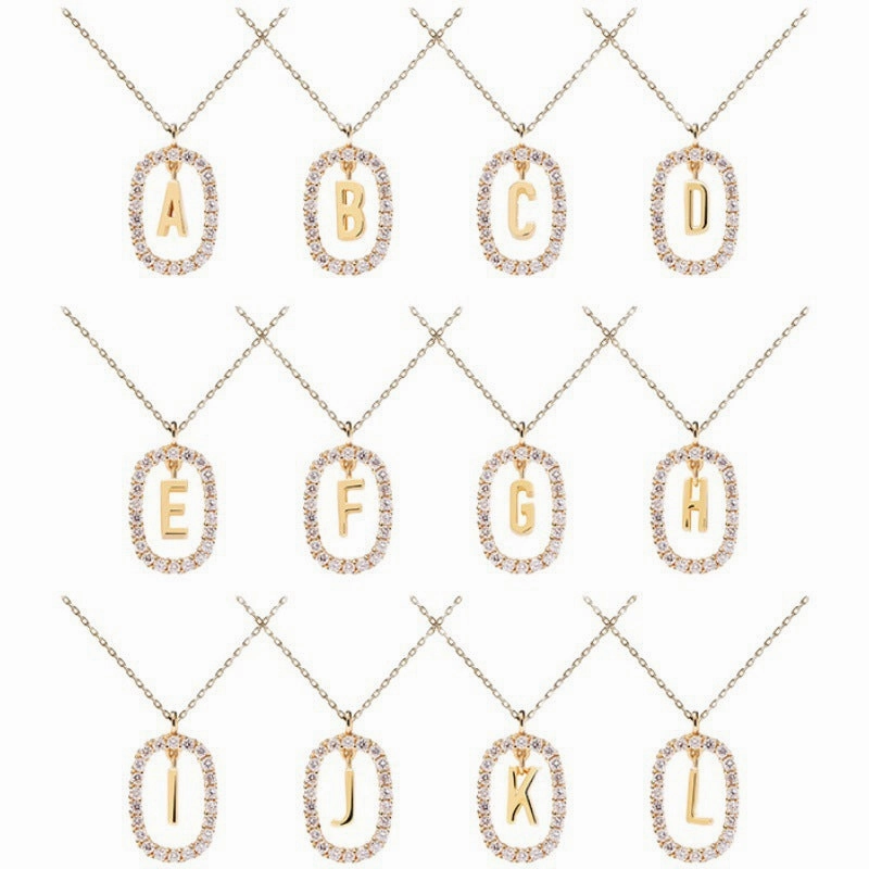 Wholesale Twenty Six Alphabet Pendants Copper Necklaces