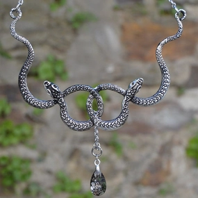 Wholesale Twin Snakes Medusa Alloy Necklaces
