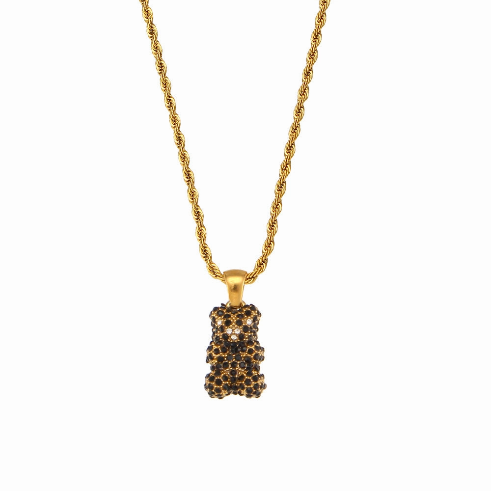 Wholesale Twist Chain Cub Pendant Stainless Steel 18K Gold Plated Necklaces