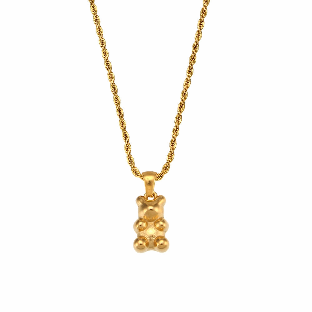 Wholesale Twist Chain Cub Pendant Stainless Steel 18K Gold Plated Necklaces