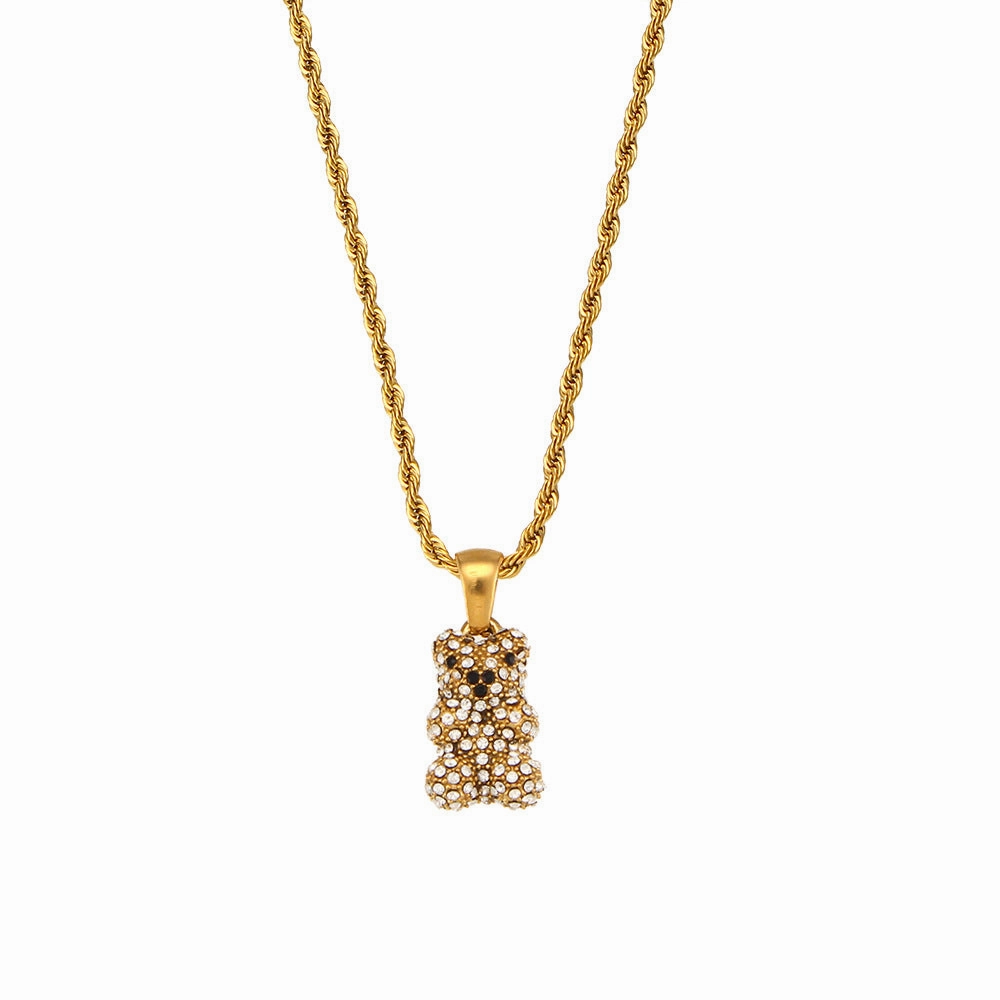 Wholesale Twist Chain Cub Pendant Stainless Steel 18K Gold Plated Necklaces