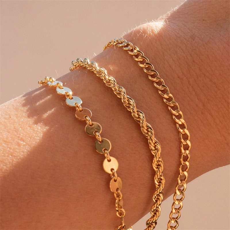 Wholesale Twist Chain Gold Stainless Steel Bracelet
