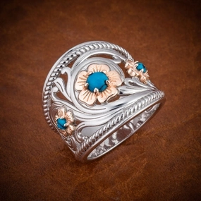 Wholesale Two Color Gold Flower Vintage Alloy Rings