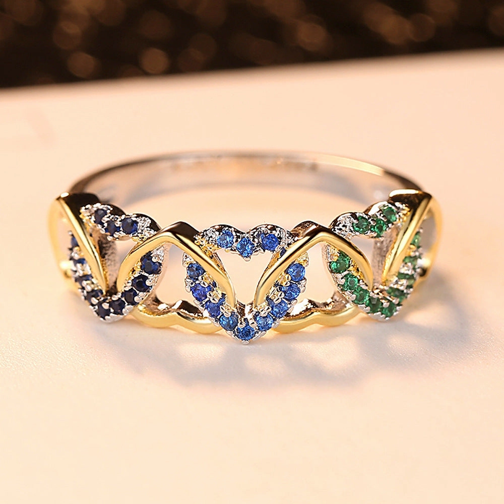 Wholesale Two Color Heart Couple Copper Rings