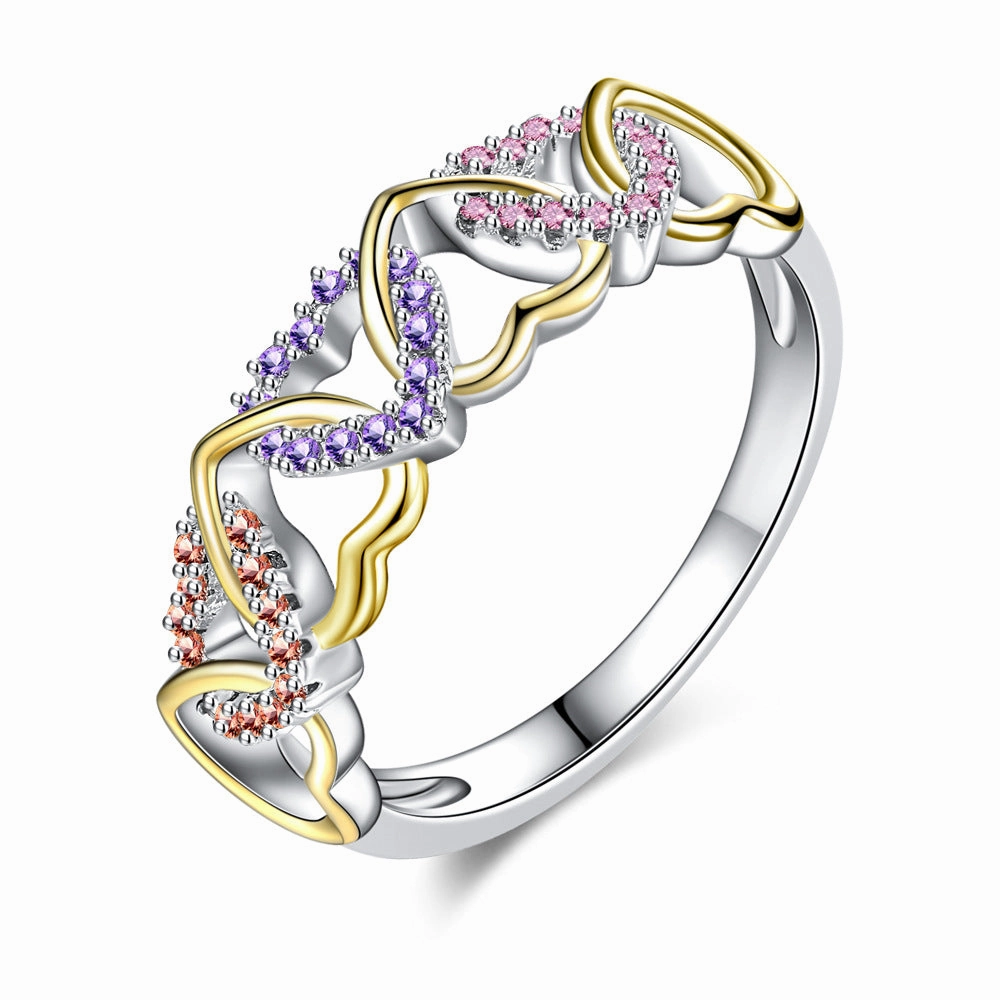 Wholesale Two Color Heart Couple Copper Rings
