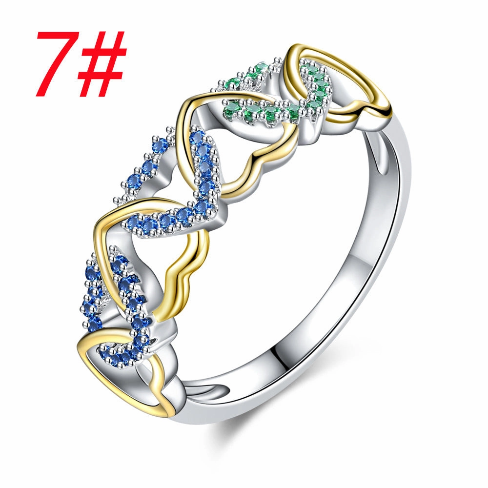 Wholesale Two Color Heart Couple Copper Rings