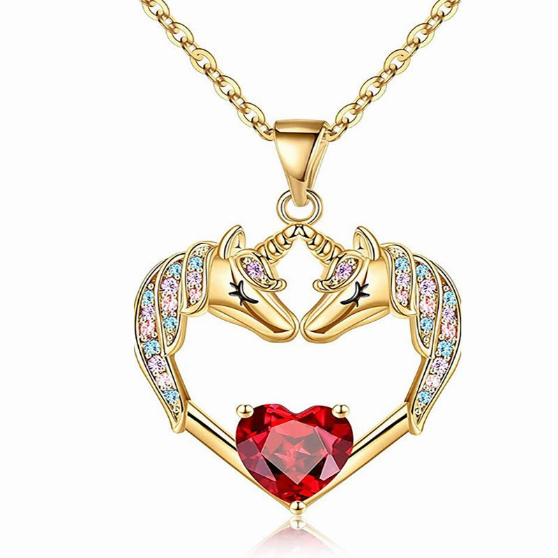 Wholesale Unicorn Heart Diamond Necklaces