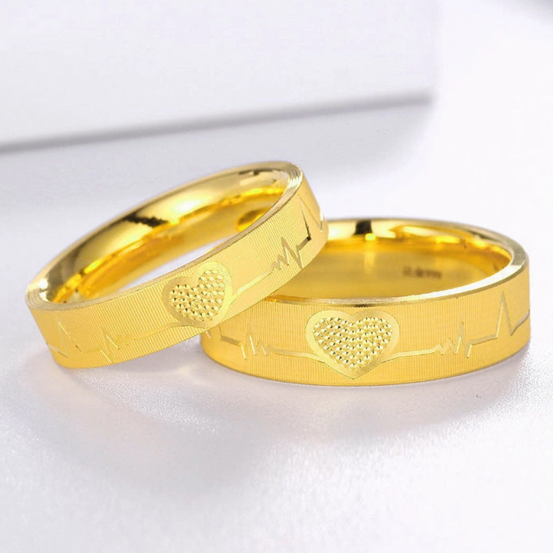 Wholesale Valentine's Day Brass Gold-plated Carved Heart Rings