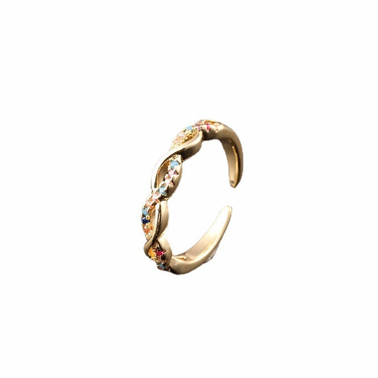Wholesale Valentine's Day copper micro set zircon Fried Dough Twists ring