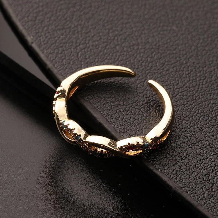 Wholesale Valentine's Day copper micro set zircon Fried Dough Twists ring