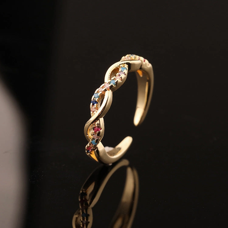 Wholesale Valentine's Day copper micro set zircon Fried Dough Twists ring