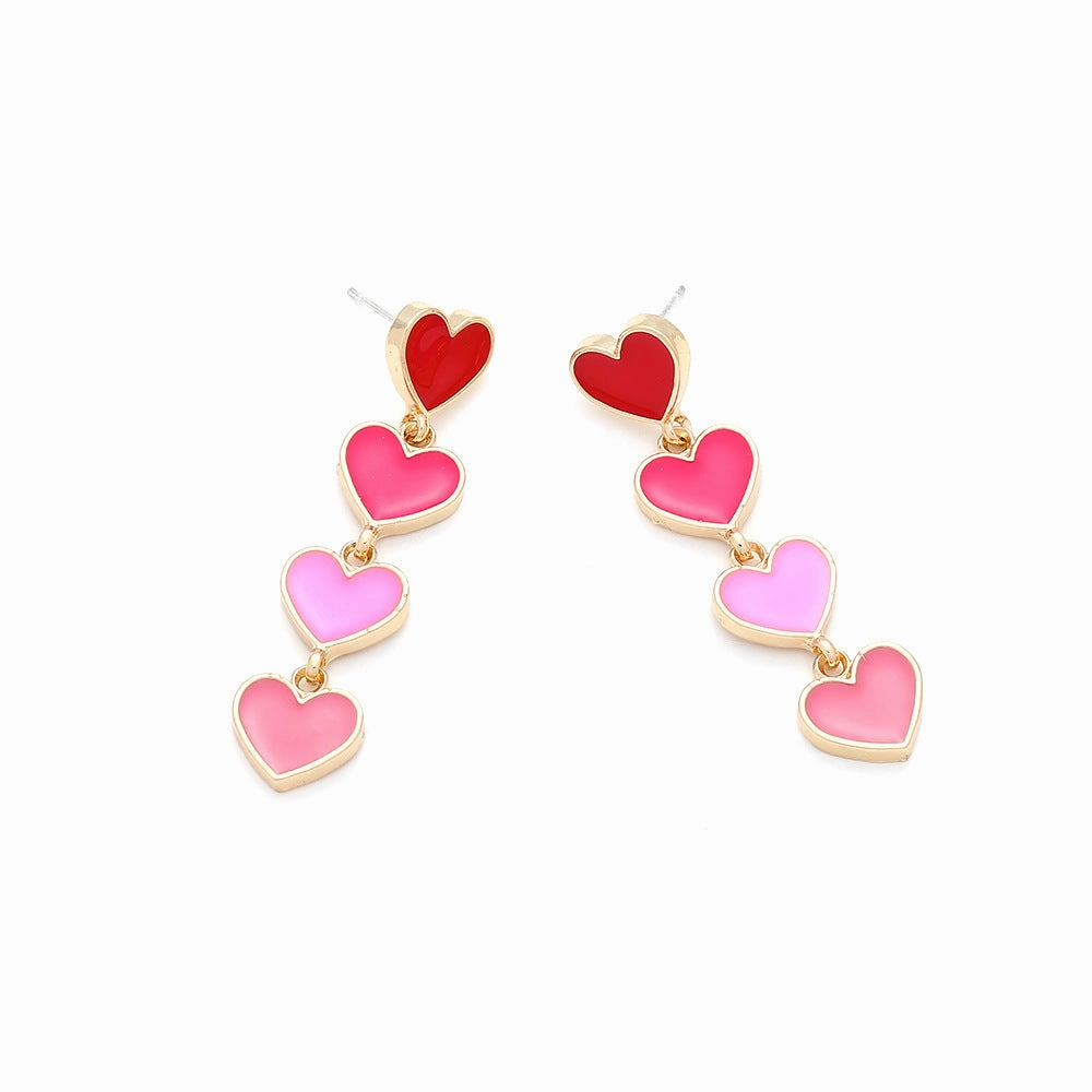 Wholesale Valentine's Day Heart Gradual Pink Alloy Earrings