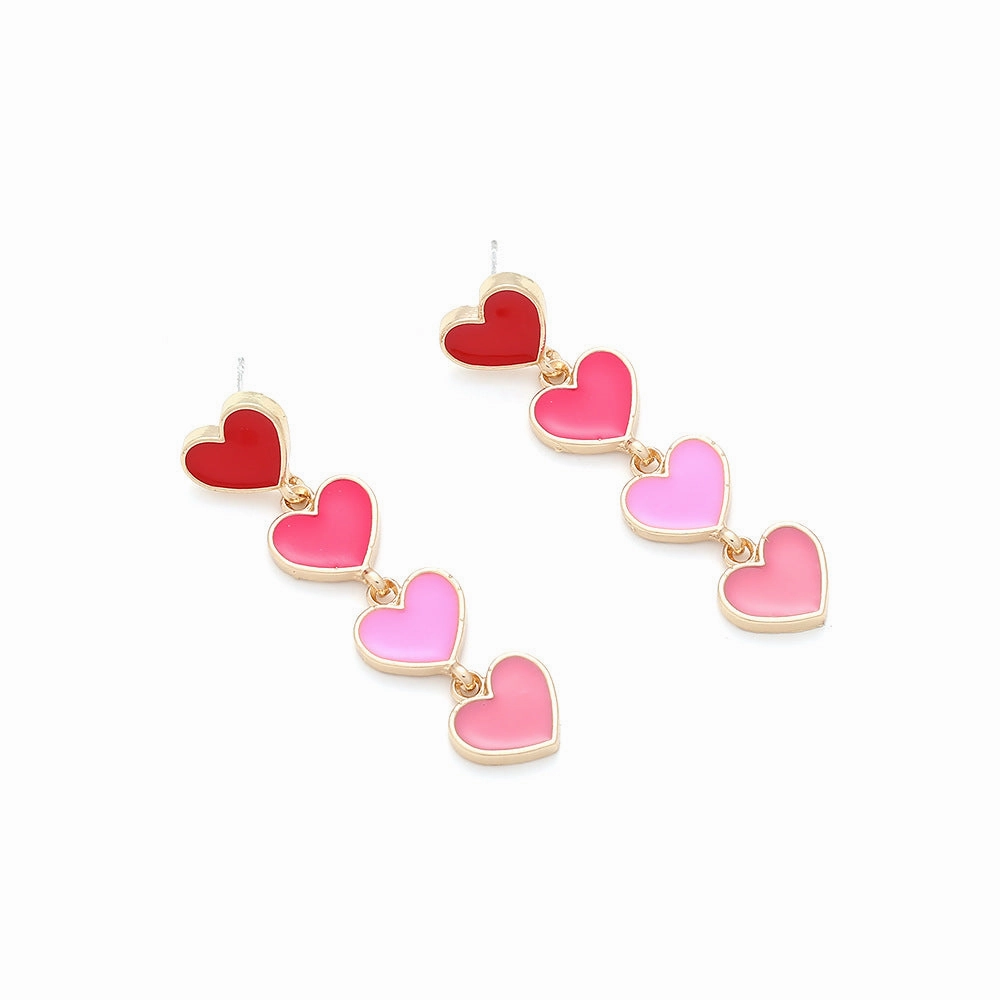 Wholesale Valentine's Day Heart Gradual Pink Alloy Earrings