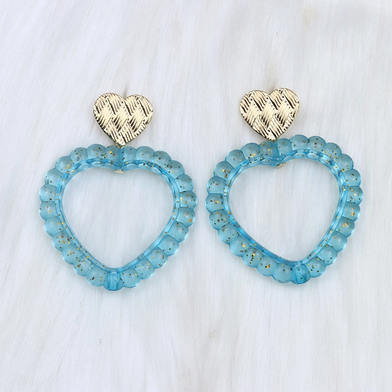 Wholesale Valentine's Day Heart Hollow Acrylic Earrings