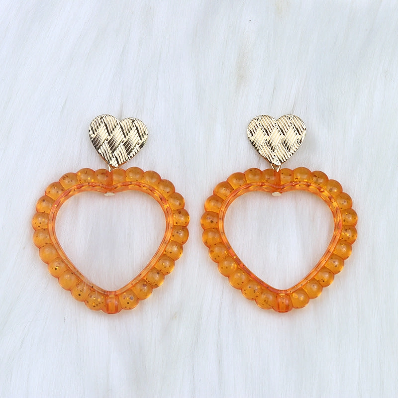 Wholesale Valentine's Day Heart Hollow Acrylic Earrings