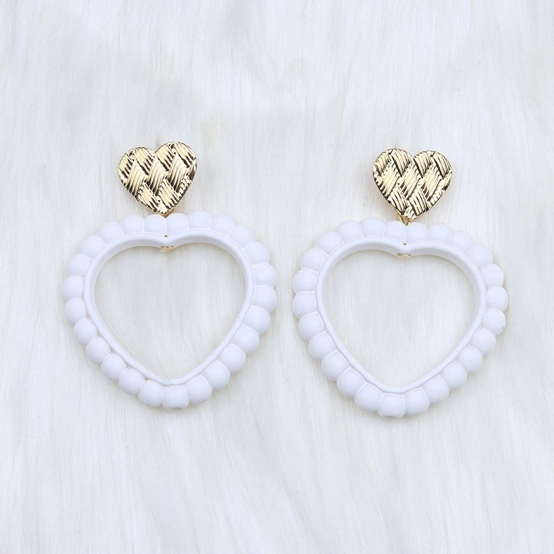 Wholesale Valentine's Day Heart Hollow Acrylic Earrings