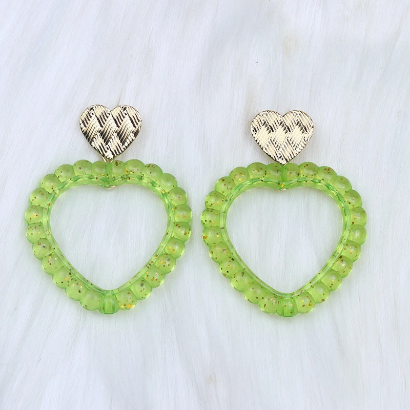 Wholesale Valentine's Day Heart Hollow Acrylic Earrings
